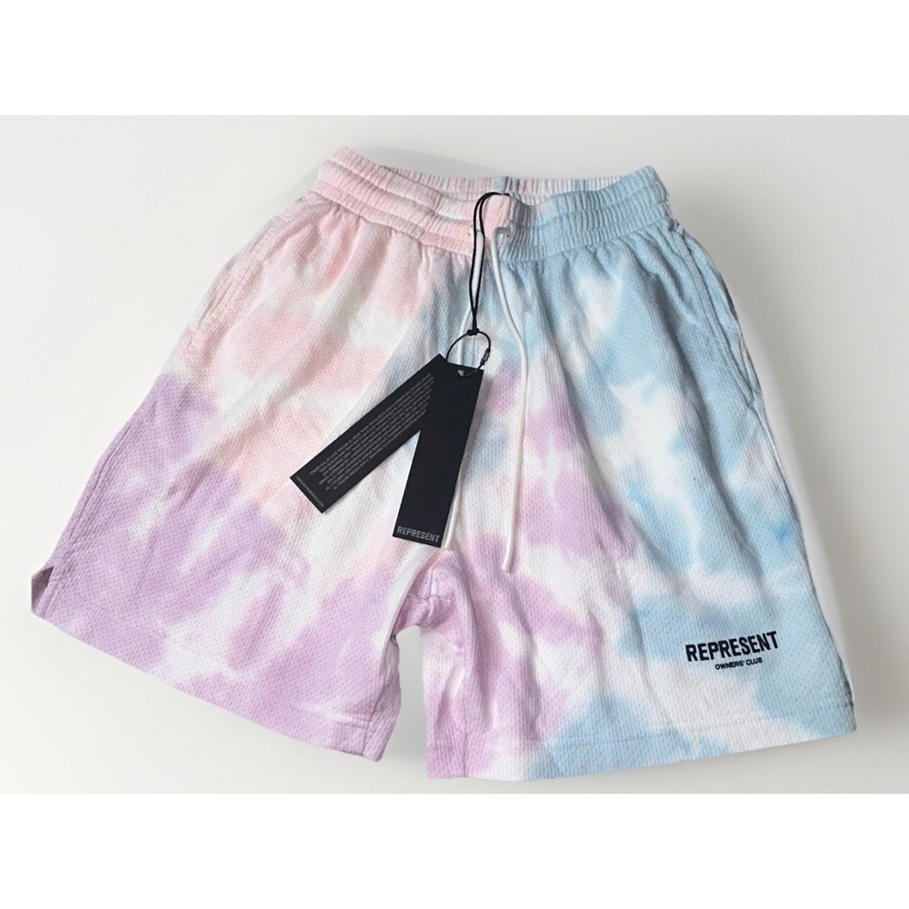 Represent Owners Club Cotton Mesh Shorts Tie Dye Pastel Size Small NWT